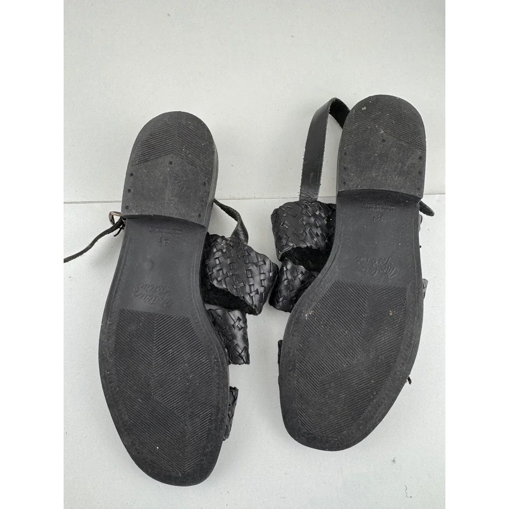 Mootsies Tootsies Princeton Black Woven Leather Strappy‎ Gladiator Sandals 8.5